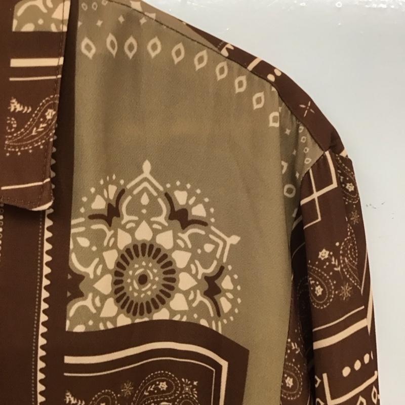 ナノユニバース nano・universe シャツ、ブラウス 長袖 長袖シャツ 総柄シャツ カラーシャツ ヒッコリーシャツ M プリント 茶 / ブラウン /  メンズ USED 古着 中古 10135504