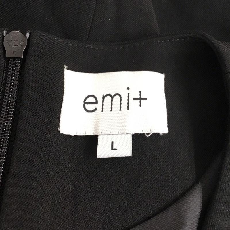エミプラス emi+ ワンピース ロングスカート 長袖ロングワンピース フレアワンピース Vネックワンピース L プリント 白 / ホワイト / X 黒 / ブラック /  レディース USED 古着 中古 10111917