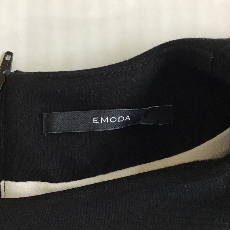 エモダ EMODA ワンピース ミニスカート 042120330101-01 タックスリーブレイヤードワンピース 半袖 FREE 無地 黒 / ブラック / X 白 / ホワイト /  レディース USED 古着 中古 10116775