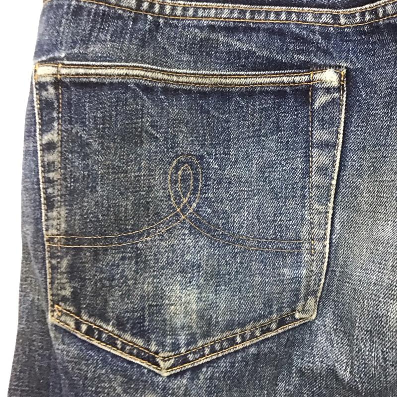 ダブルアールエル RRL パンツ デニム、ジーンズ デニムパンツ ストレートパンツ ワイドパンツ カジュアルパンツ ダメージ加工 32インチ 無地 インディゴ / インディゴ /  メンズ USED 古着 中古 10109310