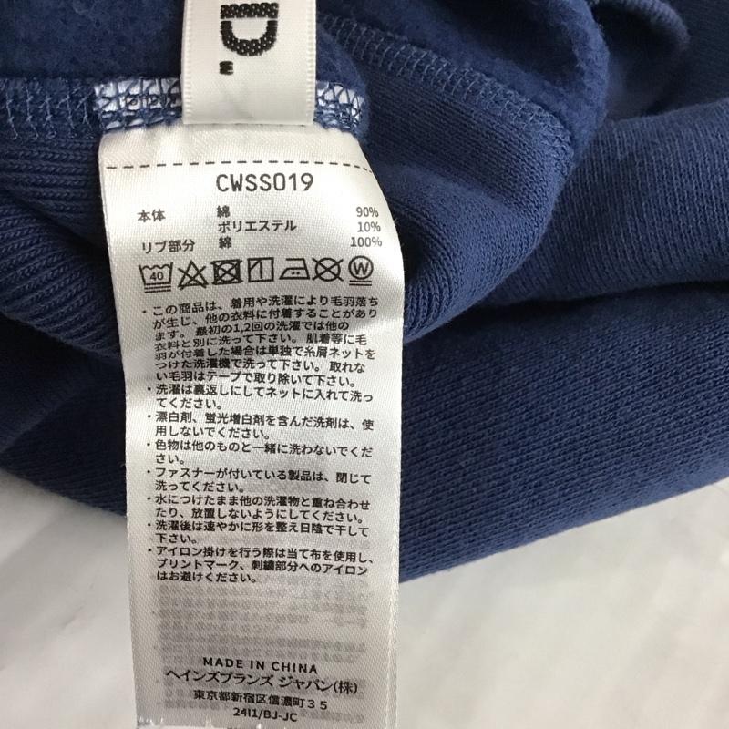 ミルクフェド MILKFED. トレーナー 長袖 cwss019 チャンピオンコラボ 長袖トレーナー スウェット クルーネック リブスウェットカットソー M ロゴ、文字 紺 / ネイビー /  レディース USED 古着 中古 10123782