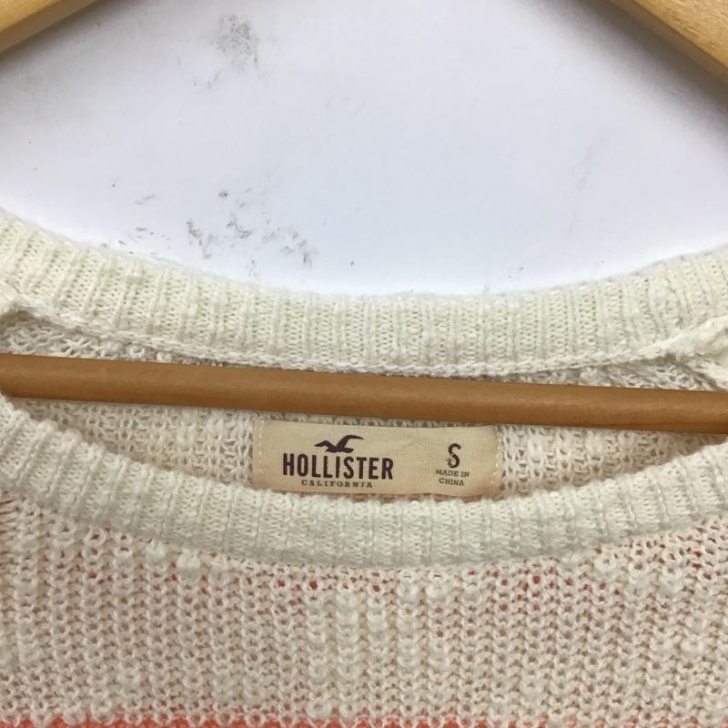 ホリスター Hollister ニット、セーター 長袖 肩レース S ボーダー柄 橙 / オレンジ / X アイボリー / アイボリー /  レディース USED 古着 中古 10119363