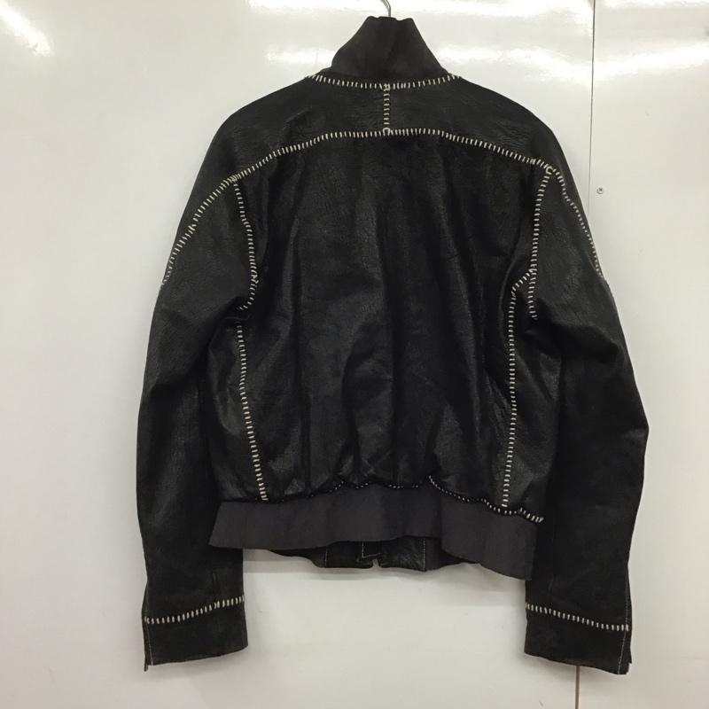 エンポリオアルマーニ EMPORIO ARMANI ジャケット、上着 ジャケット、ブレザー レザージャケット ジップアップジャケット アウター 無地 黒 / ブラック /  メンズ USED 古着 中古 10144491