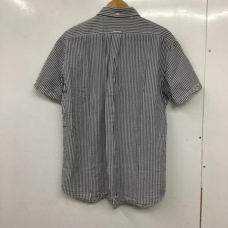 ランズエンド LANDS END シャツ、ブラウス 半袖 半袖シャツ ストライプシャツ ボタンダウンシャツ L ストライプ 白 / ホワイト / X 紺 / ネイビー /  メンズ USED 古着 中古 10135488