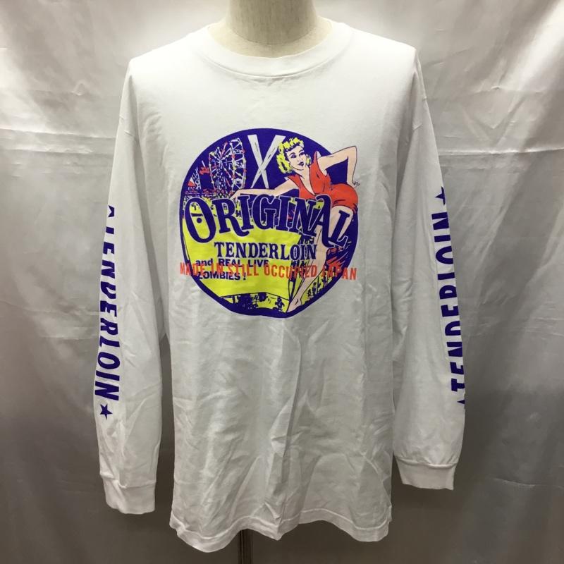 テンダーロイン TENDERLOIN カットソー 長袖 proclub コラボ 長袖カットソー プリントTシャツ L プリント 白 / ホワイト /  メンズ USED 古着 中古 10114875