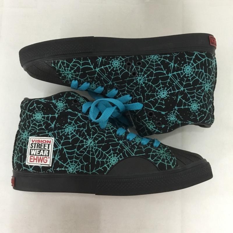 ヴィジョン ストリート ウェア VISION STREET WEAR スニーカー スニーカー 29141K62010 EHYPHEN ハイカット 蜘蛛の巣 25cm 25.0cm 総柄 黒 / ブラック /  レディース USED 古着 中古 10140036