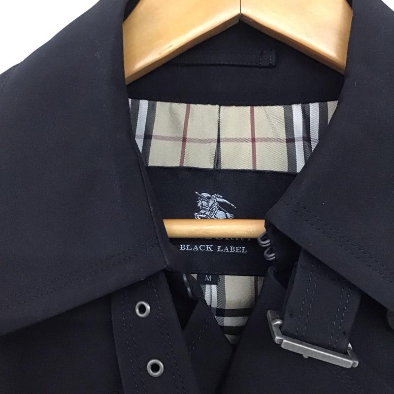 バーバリーブラックレーベル BURBERRY BLACK LABEL コート コート一般 ロングコート カラージャケット アウター ダブルジャケット L 無地 黒 / ブラック /  メンズ USED 古着 中古 10146016