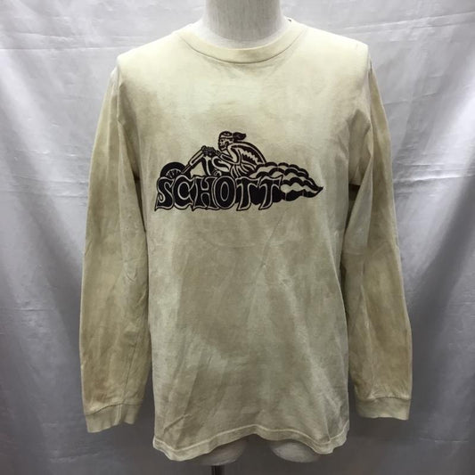 ショット schott カットソー 長袖 長袖カットソー クルーネックカットソー ロングスリーブカットソー プリントTシャツ M ロゴ、文字 ベージュ / ベージュ /  メンズ USED 古着 中古 10122314