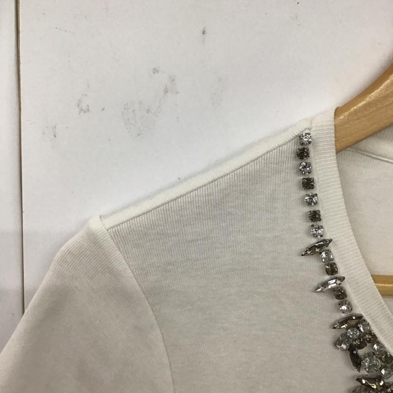 ポロラルフローレン POLO RALPH LAUREN Tシャツ 半袖 ビジュー M 無地 白 / ホワイト /  レディース USED 古着 中古 10142296