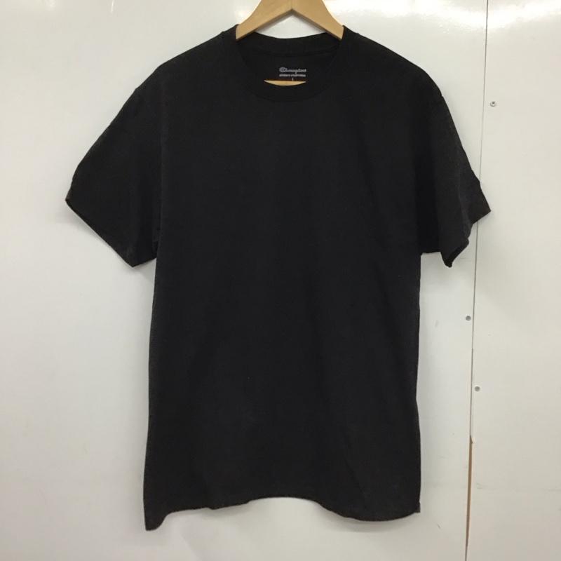 チャンピオン Champion Tシャツ 半袖 半袖カットソー プリントTシャツ クルーネックカットソー L 無地 黒 / ブラック /  メンズ USED 古着 中古 10150730