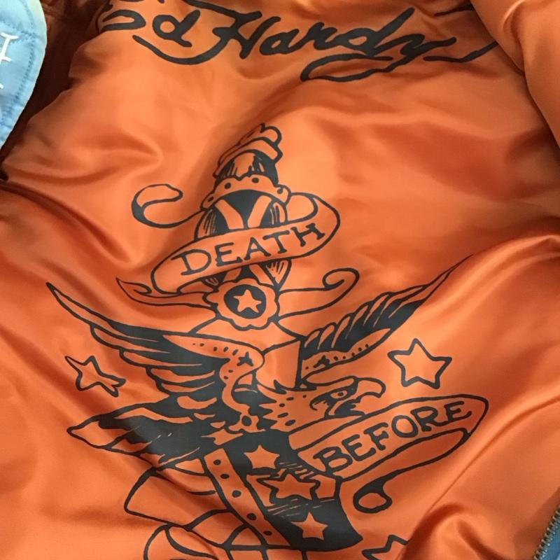 エドハーディー Ed Hardy ジャケット、上着 ジャンパー、ブルゾン XL 刺繍 水色 / ライトブルー /  メンズ USED 古着 中古 10123477