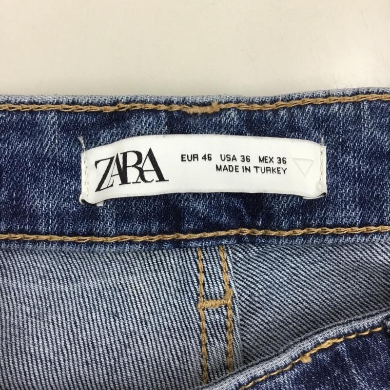 ザラ ZARA パンツ デニム、ジーンズ デニムパンツ スリムパンツ ストレッチパンツ ジーンズ ワッペン 46インチ ロゴ、文字 インディゴ / インディゴ /  メンズ USED 古着 中古 10120253