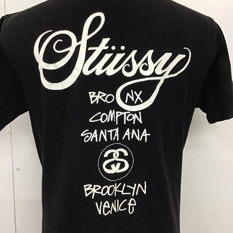 ステューシー STUSSY Tシャツ 半袖 半袖カットソー プリントTシャツ クルーネックカットソー S ロゴ、文字 黒 / ブラック /  メンズ USED 古着 中古 10119529