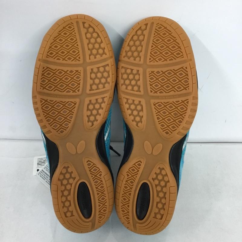 バタフライ BUTTERFLY スニーカー スニーカー NXB1300 93640 レゾライン サル 卓球シューズ 22.5cm 22.5cm ロゴ、文字 水色 / ライトブルー / X 黒 / ブラック /  レディース USED 古着 中古 10147917