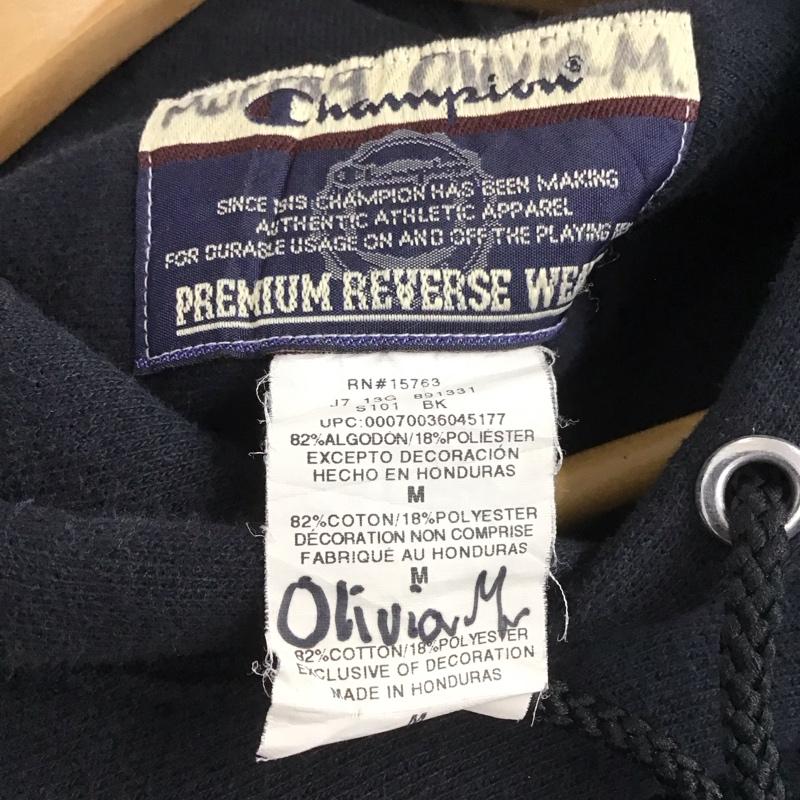 チャンピオン Champion パーカー 長袖 長袖パーカー プルオーバーパーカー スウェット M ロゴ、文字 紺 / ネイビー /  メンズ USED 古着 中古 10148516