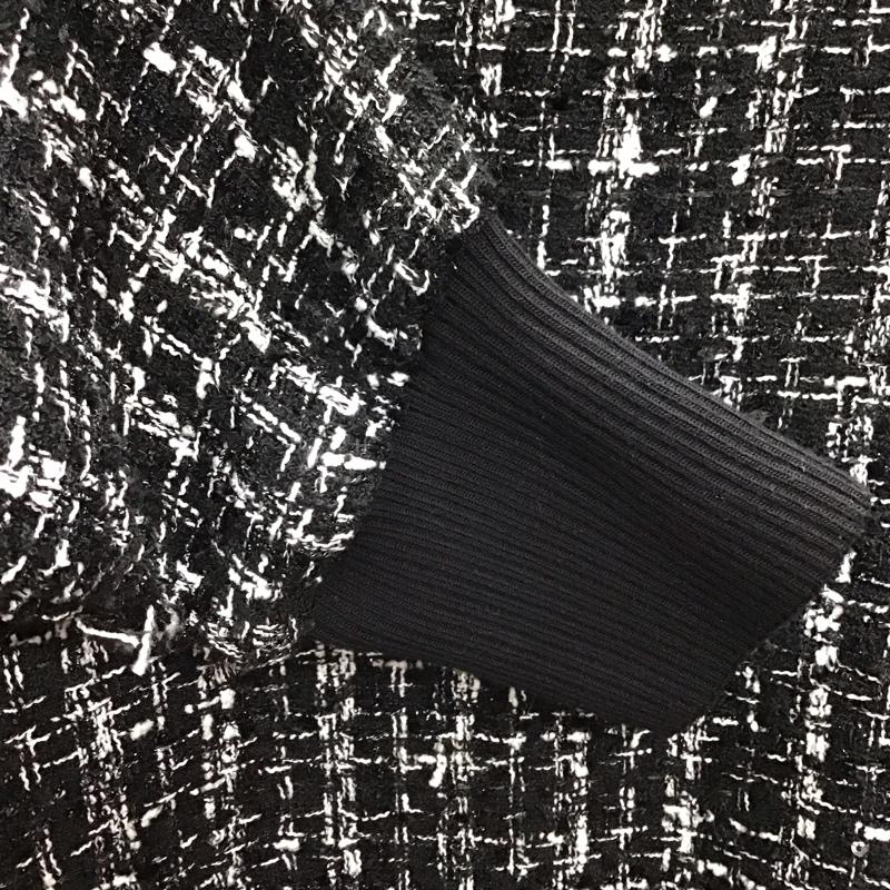 ザラ ZARA ニット、セーター 長袖 3440 250 800 モックネック フリンジ XS チェック 黒 / ブラック / X 白 / ホワイト /  レディース USED 古着 中古 10118431