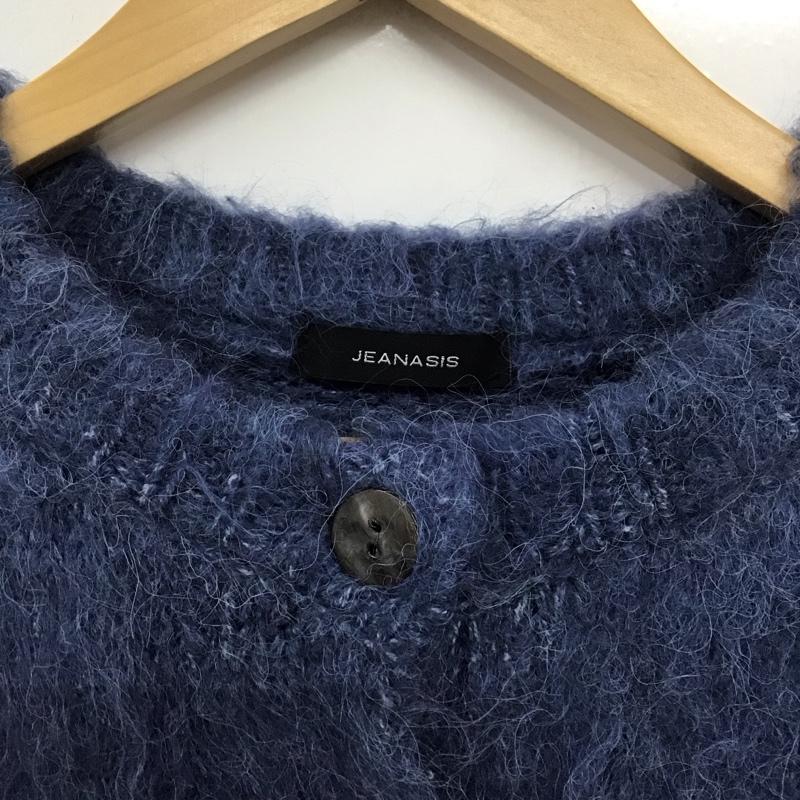 ジーナシス JEANASIS カーディガン 長袖 長袖カーディガン 前ボタン ニットカーディガン FREE 無地 青 / ブルー /  レディース USED 古着 中古 10145080