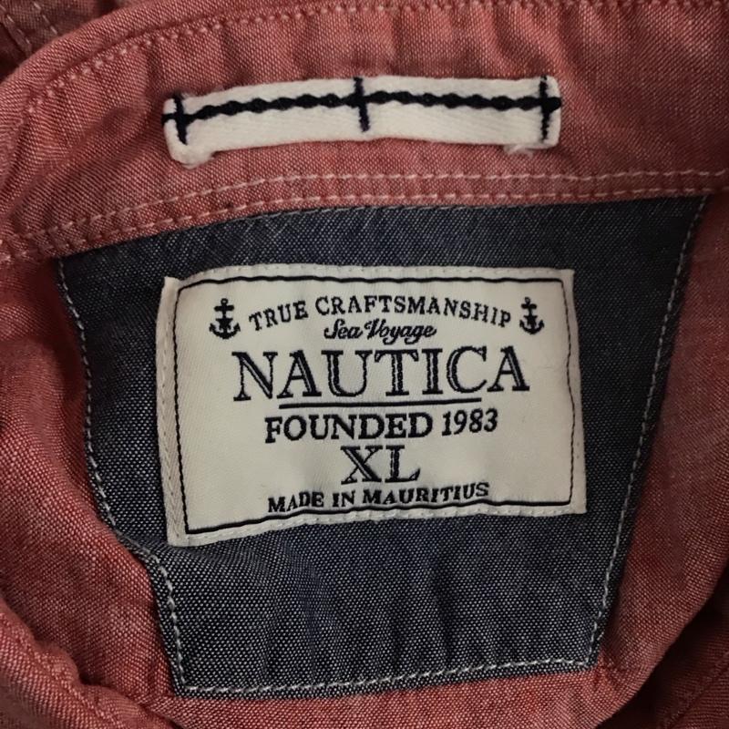 ノーティカ NAUTICA シャツ、ブラウス 長袖 長袖シャツ 無地シャツ カラーシャツ XL ロゴ、文字 赤 / レッド /  メンズ USED 古着 中古 10125055