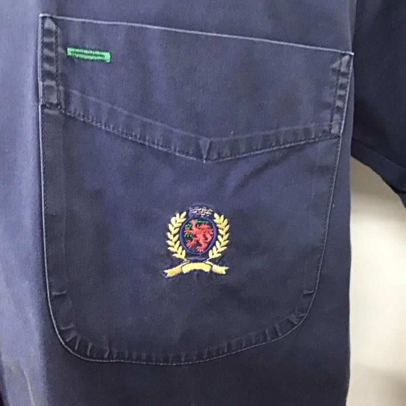 トミー TOMMY シャツ、ブラウス 長袖 長袖シャツ ボタンダウンシャツ カラーシャツ XL ロゴ、文字 緑 / グリーン / X 紺 / ネイビー /  メンズ USED 古着 中古 10127808