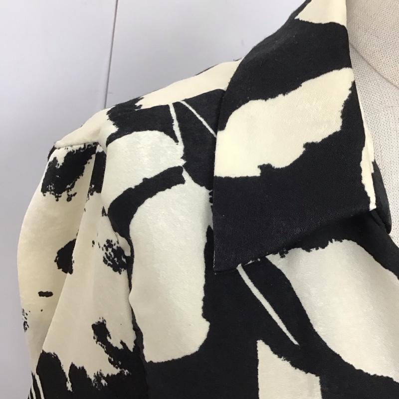 ザラ ZARA ワンピース ロングスカート 9621 261 093 カシュクール 長袖 XS 総柄 黒 / ブラック / X アイボリー / アイボリー /  レディース USED 古着 中古 10123186