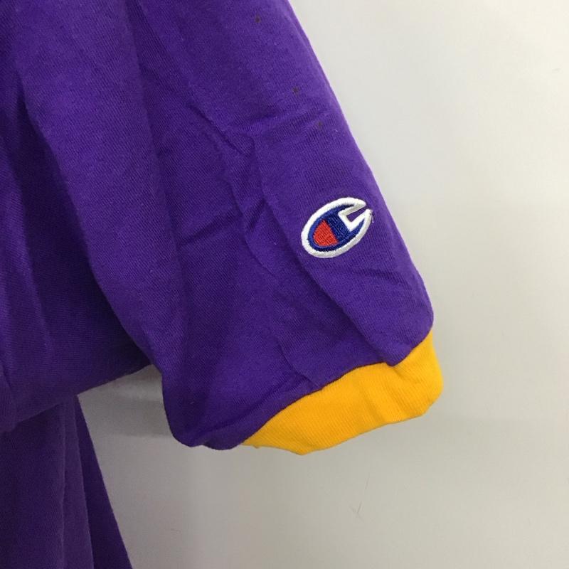 チャンピオン Champion Tシャツ 半袖 半袖カットソー プリントTシャツ クルーネックカットソー L 無地 紫 / パープル /  メンズ USED 古着 中古 10120134