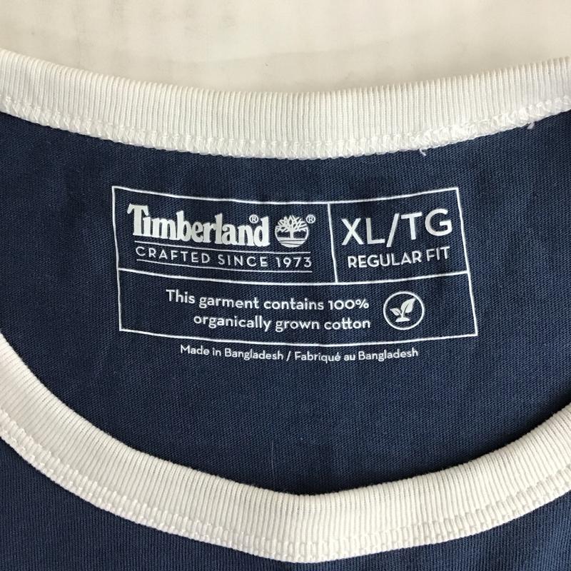 ティンバーランド Timberland Tシャツ 半袖 半袖カットソー プリントTシャツ クルーネックカットソー XL ロゴ、文字 紺 / ネイビー /  メンズ USED 古着 中古 10115290