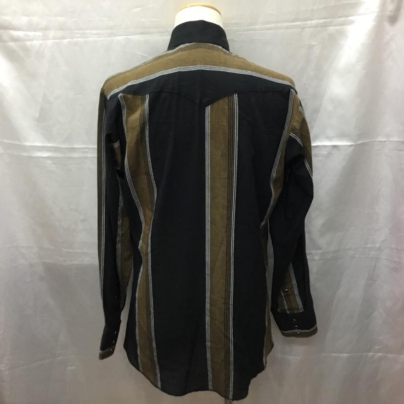 古着 USED シャツ、ブラウス 長袖 長袖シャツ カジュアルシャツ ストライプシャツ ストライプ 黒 / ブラック / X 茶 / ブラウン /  メンズ USED 古着 中古 10111003