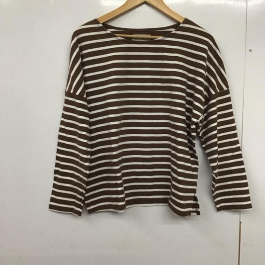 アングリッド Ungrid Tシャツ 長袖 111942709201サイドスリットボーダーロングスリーブTee FREE ボーダー柄 白 / ホワイト / X 茶 / ブラウン /  レディース USED 古着 中古 10133794