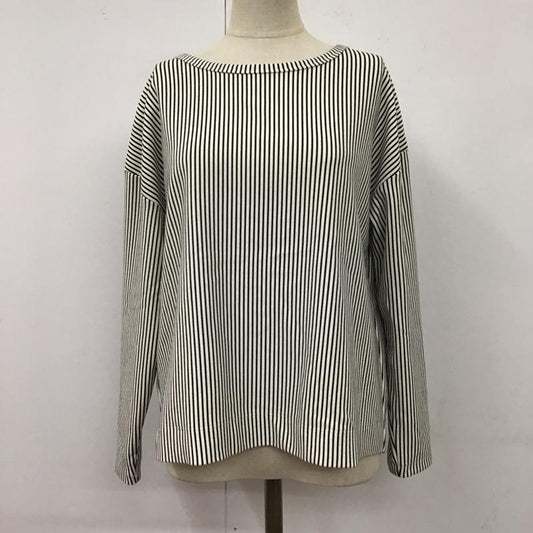 アズールバイマウジー AZUL BY MOUSSY カットソー 長袖 250DSH80-047C BACK TWIST OPEN TOPS S ボーダー柄 白 / ホワイト / X 黒 / ブラック /  レディース USED 古着 中古 10115906