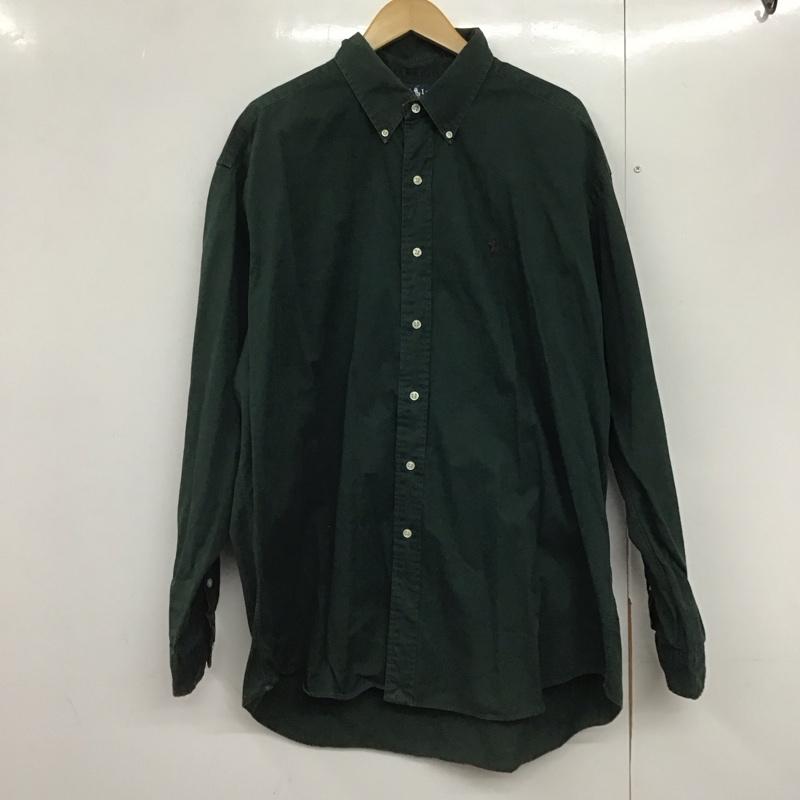 ラルフローレン RALPHLAUREN シャツ、ブラウス 長袖 長袖シャツ 無地シャツ カラーシャツ ボタンダウンシャツ XL ロゴ、文字 緑 / グリーン /  メンズ USED 古着 中古 10142598