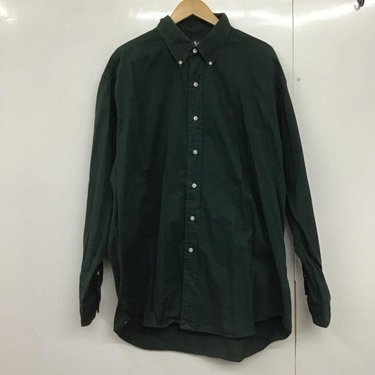 ラルフローレン RALPHLAUREN シャツ、ブラウス 長袖 長袖シャツ 無地シャツ カラーシャツ ボタンダウンシャツ XL ロゴ、文字 緑 / グリーン /  メンズ USED 古着 中古 10142598