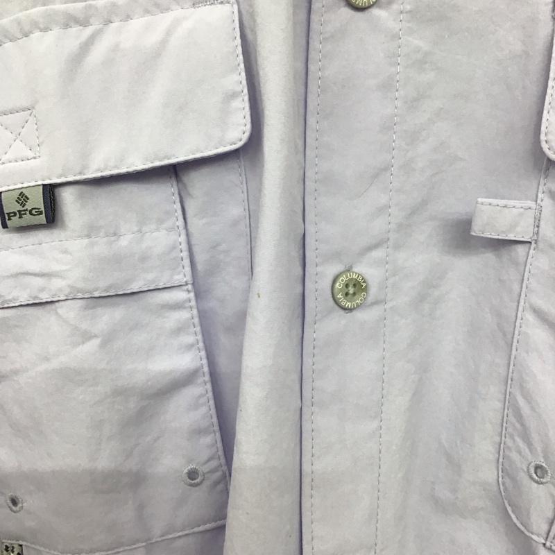 コロンビア Columbia シャツ、ブラウス 半袖 224 fm7047 半袖シャツ ボタンダウンシャツ カラーシャツ pfg XL ロゴ、文字 紫 / パープル /  メンズ USED 古着 中古 10138566