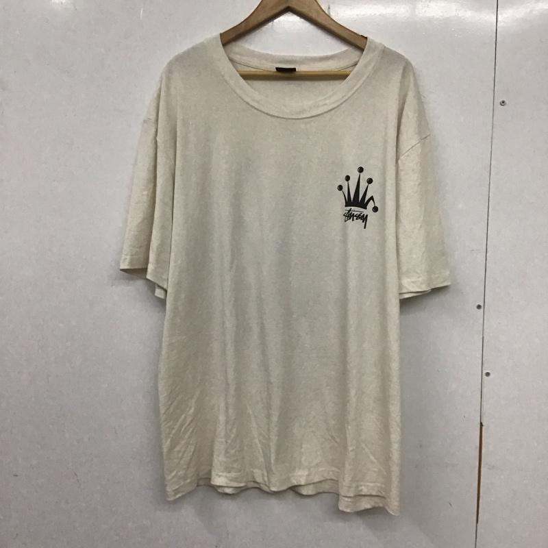 ステューシー STUSSY Tシャツ 半袖 半袖カットソー プリントTシャツ クルーネックカットソー XL ロゴ、文字 白 / ホワイト /  メンズ USED 古着 中古 10133223