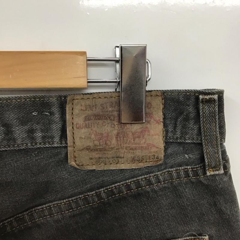 リーバイストラウスアンドコー Levi Strauss & co. パンツ デニム、ジーンズ デニムパンツ ワイドパンツ カジュアルパンツ 35インチ ダメージ加工 黒 / ブラック /  メンズ USED 古着 中古 10137241