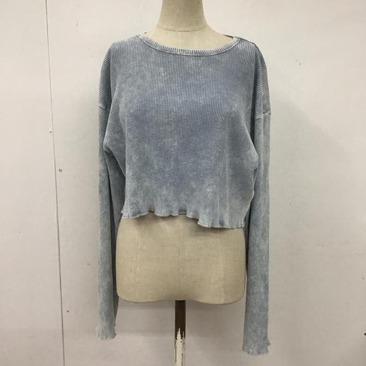 ザラ ZARA カットソー 長袖 6050 313 805 リブ クロップド丈 ショート丈 M 無地 水色 / ライトブルー /  レディース USED 古着 中古 10126486