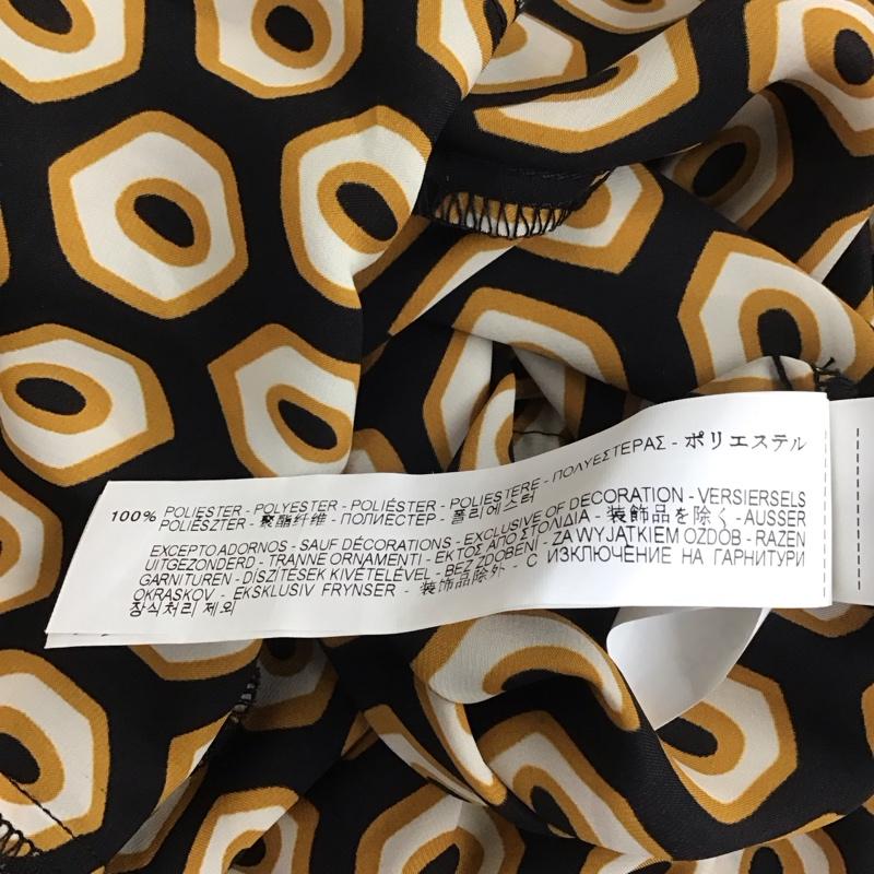 ザラベーシック ZARA BASIC ワンピース ひざ丈スカート 2058 040 800 長袖 M 総柄 黒 / ブラック / X 橙 / オレンジ / X 白 / ホワイト /  レディース USED 古着 中古 10112640