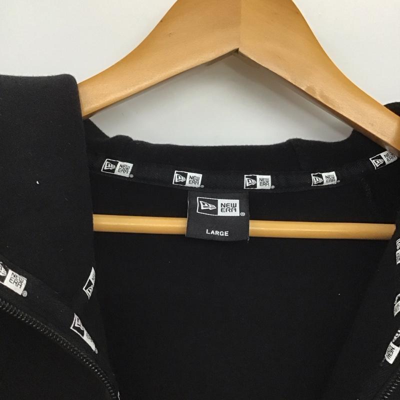 ニューエラ NEW ERA パーカー 長袖 ジップアップパーカー 長袖パーカー カジュアルジャケット L ロゴ、文字 黒 / ブラック /  メンズ USED 古着 中古 10148003