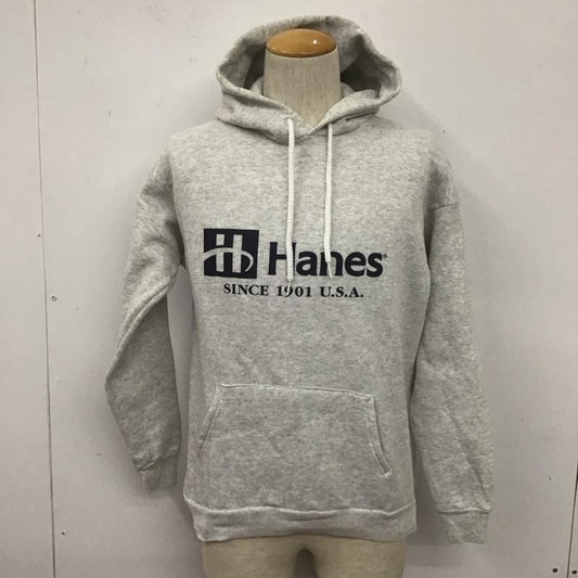 ヘインズ HANES パーカー 長袖 長袖パーカー フード付きパーカー プリントスウェット トレーナー M ロゴ、文字 灰 / グレー /  メンズ USED 古着 中古 10108026