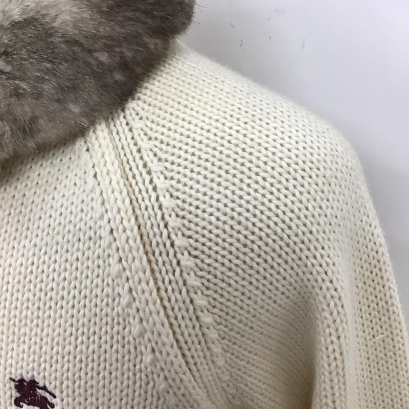 バーバリーブラックレーベル BURBERRY BLACK LABEL ジャケット、上着 ジャケット、ブレザー ジップアップニットジャケット カラーニットジャケット アウター 2 ロゴ、文字 白 / ホワイト /  メンズ USED 古着 中古 10120037