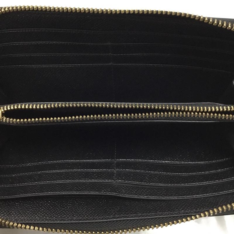 コーチ COACH 財布 長財布 57713 ラウンドファスナー ロゴ、文字 黒 / ブラック / X 金 / ゴールド /  レディース USED 古着 中古 10109389