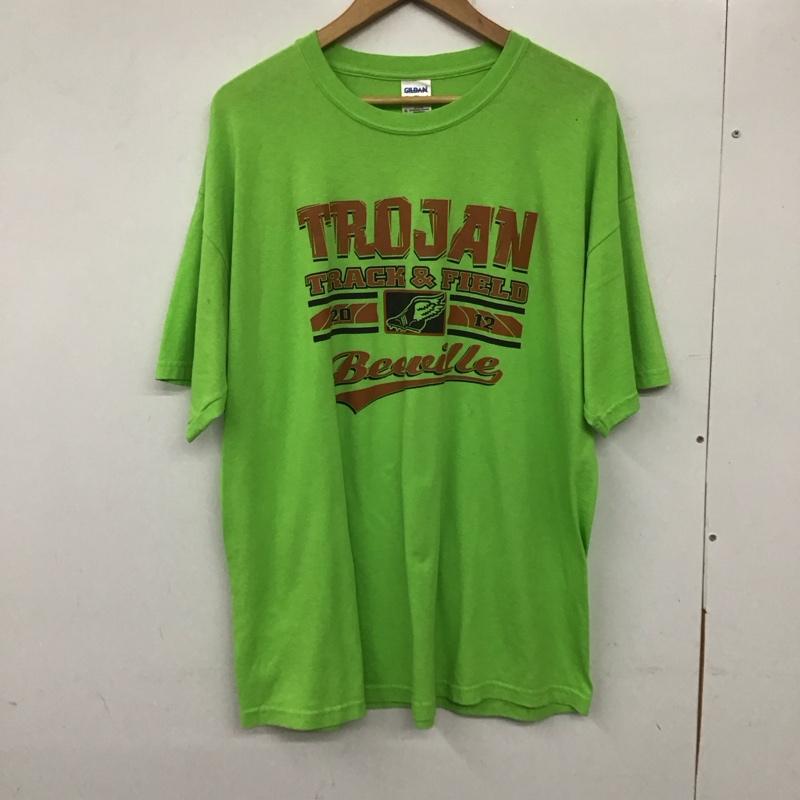 ギルダン GILDAN Tシャツ 半袖 XL ロゴ、文字 X プリント 薄緑 / ライトグリーン /  メンズ USED 古着 中古 10134612