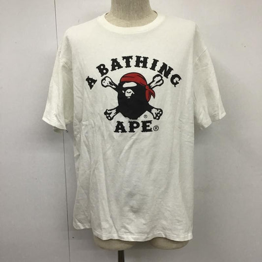 アベイシングエイプ A BATHING APE Tシャツ 半袖 半袖カットソー プリントTシャツ クルーネックカットソー XL プリント 白 / ホワイト /  メンズ USED 古着 中古 10105547