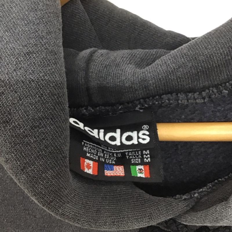アディダス adidas パーカー 長袖 長袖パーカー プルオーバーパーカー スウェット 80s usa製 M ロゴ、文字 ダークグレー / ダークグレー /  メンズ USED 古着 中古 10148575
