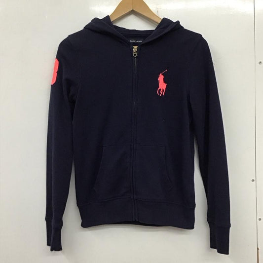 ラルフローレン RALPHLAUREN パーカー 長袖 ジップアップパーカー 長袖パーカー スウェットパーカー XL ロゴ、文字 紺 / ネイビー /  レディース USED 古着 中古 10136119