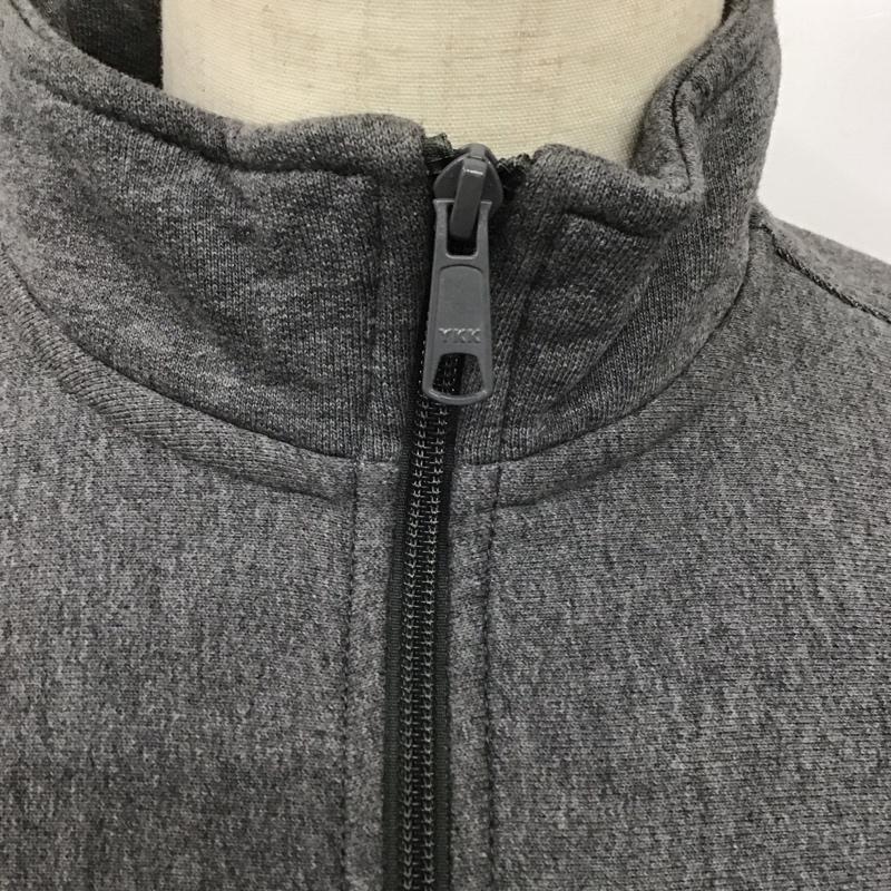 カーハート Carhartt トレーナー 長袖 長袖スウェット 長袖トレーナー リブカットソー 長袖カットソー ジップアップカラー L ロゴ、文字 灰 / グレー /  メンズ USED 古着 中古 10124692