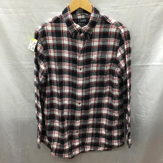 チャップス CHAPS シャツ、ブラウス 長袖 ボタンダウン M チェック 白 / ホワイト / X 黒 / ブラック / X 赤 / レッド /  メンズ USED 古着 中古 10118846