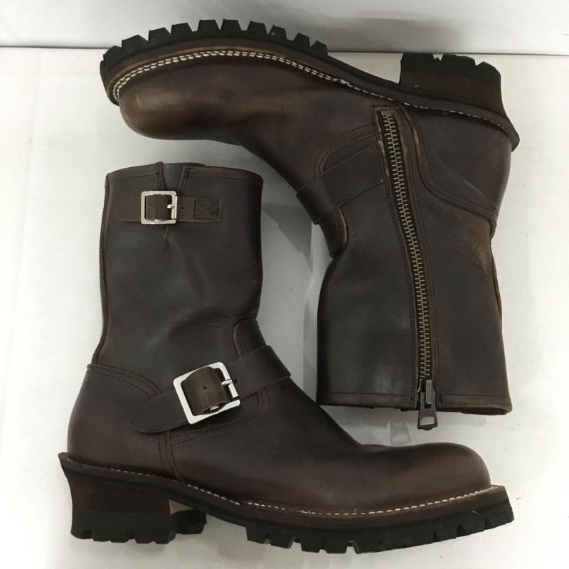 スローウェアライオン SLOW Wear Lion ブーツ エンジニアブーツ OB-859SH ファスナー レザー 9E 無地 茶 / ブラウン /  メンズ USED 古着 中古 10141941