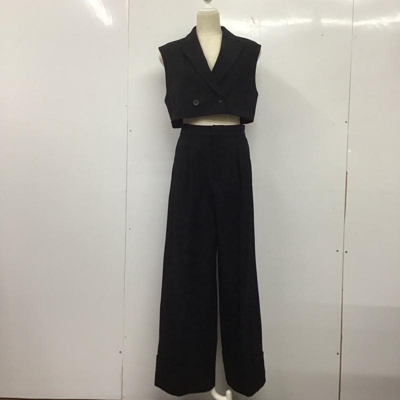 ページボーイ PAGEBOY セットアップ セットアップ PB370030AL ショート丈ベスト PB350063AL ロールアップスラックス FREE 無地 黒 / ブラック /  レディース USED 古着 中古 10144438