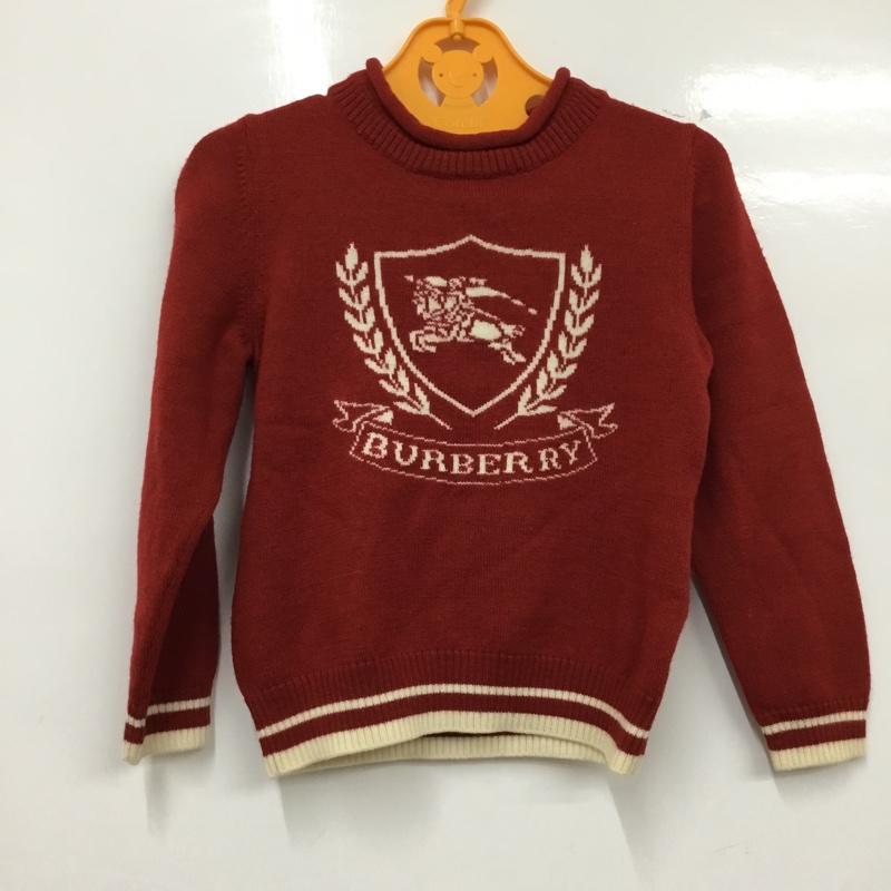 バーバリーロンドン Burberry London ニット、セーター 長袖 長袖ニットカットソー ニット セーター クルーネックニット 110cm ロゴ、文字 赤 / レッド /  ボーイズ USED 古着 中古 10116534