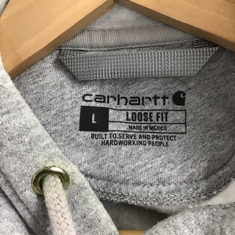 カーハート Carhartt パーカー 長袖 長袖パーカー プルオーバーパーカー スウェット L ロゴ、文字 灰 / グレー /  メンズ USED 古着 中古 10140507
